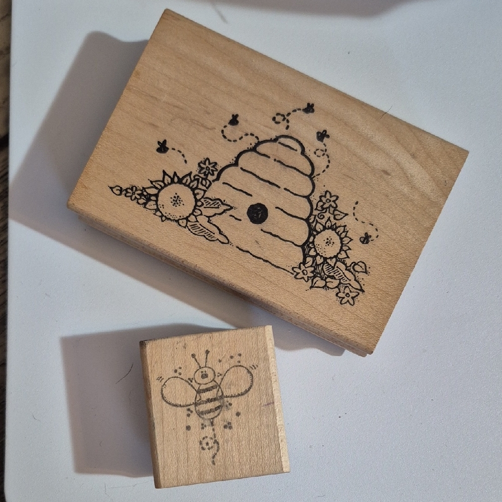 Wooden Stamps Set Bee and Beehive Stamps